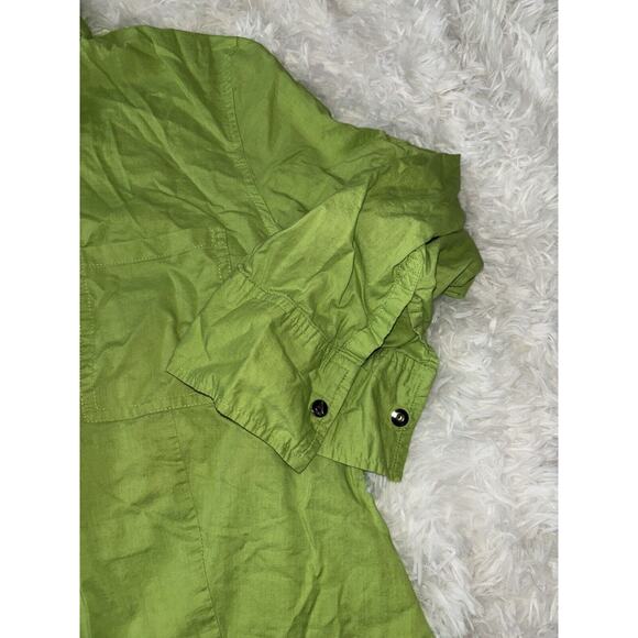 A Line Women’s Sz. 10 Green Roll Up Sleeves Blouse. Cute, Fun - Picture 3 of 9